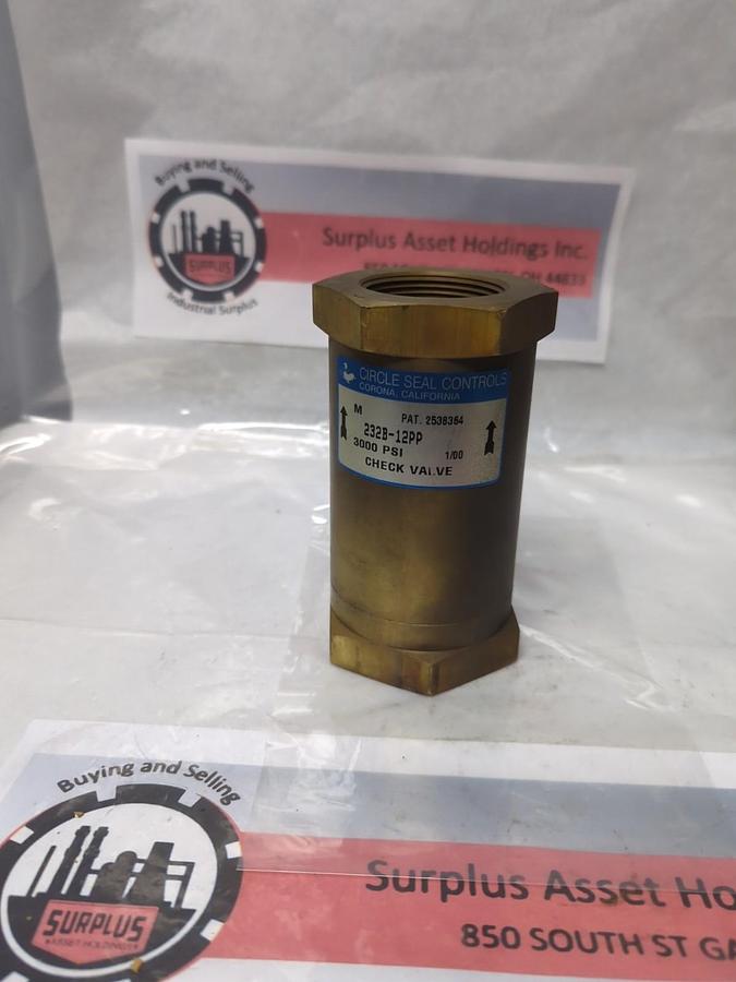 CIRCLE SEAL,M-232B-12PP,CHECK VALVE 3000PSI PRE-OWNED