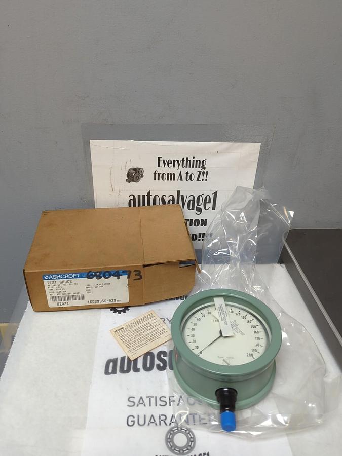 ASHCROFT,45-1082-AS-021,4-1/2 IN TEST GAUGE200 PSI 1/4 IN NPT NOS