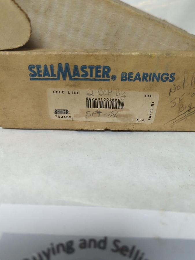 SEALMASTER,SFT-28,2-BOLT FLANGE BEARING 1-3/4 INCH BORE NOS