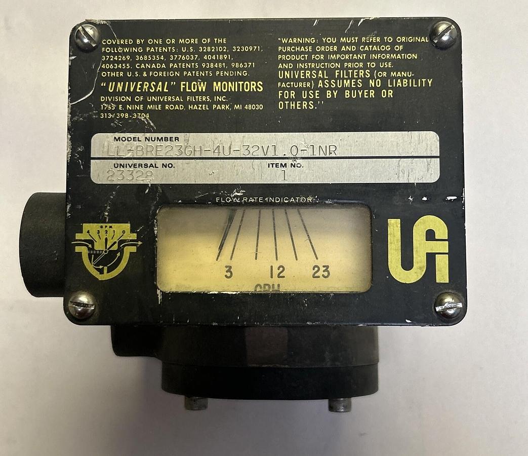 Used UNIVERSAL FLOW MONITORS,LL-BRE23GH-4U-32V1.0-1NR,FLOW METER