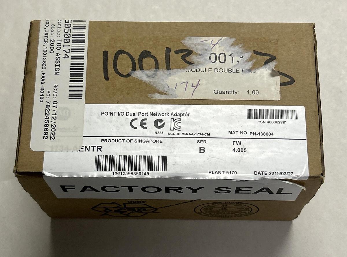 Used ALLEN BRADLEY,1734-AENTR,SER B POINT I/O DUAL PORT NETWORK ADAPTOR NEW
