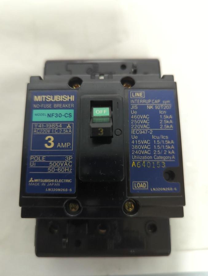 MITSUBISHI,NF30-CS,CIRCUIT BREAKER 3 AMP 3-POLE NOS