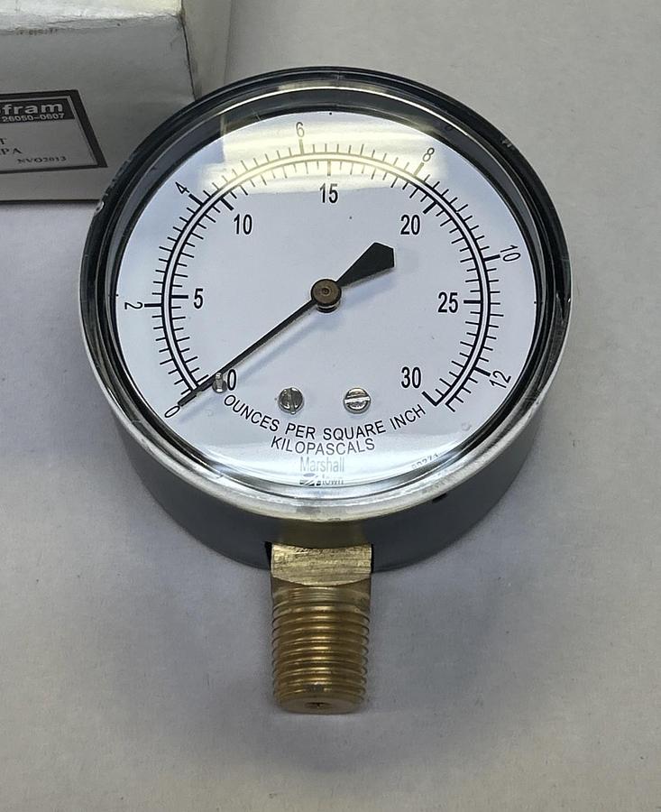 MARSH BELLOFRAM,G24501,PRESSURE GAUGE 0-30 OUNCES PER SQUARE INCH NOS