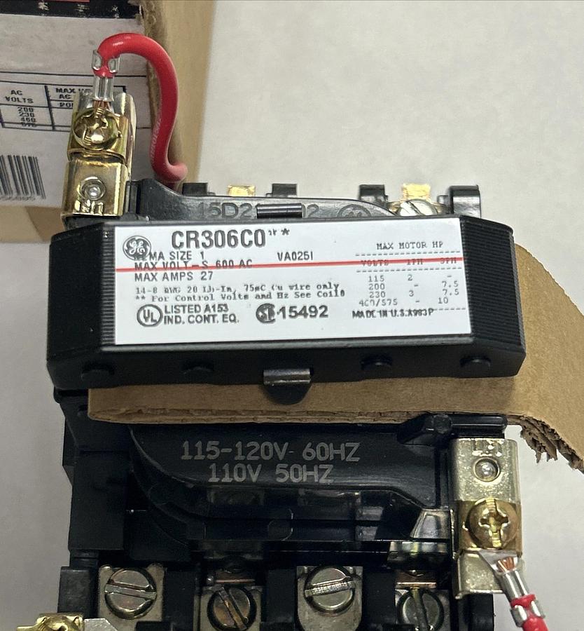 GENERAL ELECTRIC,CR306C002,MAGNETIC STARTER SIZE 1 27A 600V 3P NEW