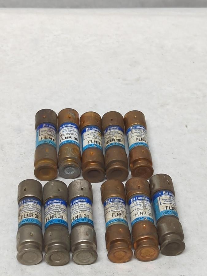 Used LITTELFUSE,FLNR 30,CLASS RK5 FUSE 30 AMP LOT OF 11 PRE-OWNED