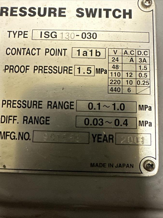 Used SMC,ISG130-030,Pressure Control Switch