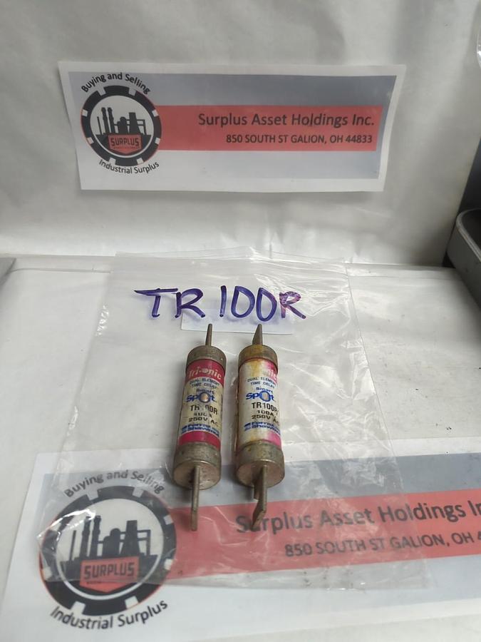 Used FERRAZ SHAWMUT,TR100R,SMART SPOT FUSE 100 AMP LOT OF 2 PRE-OWNED
