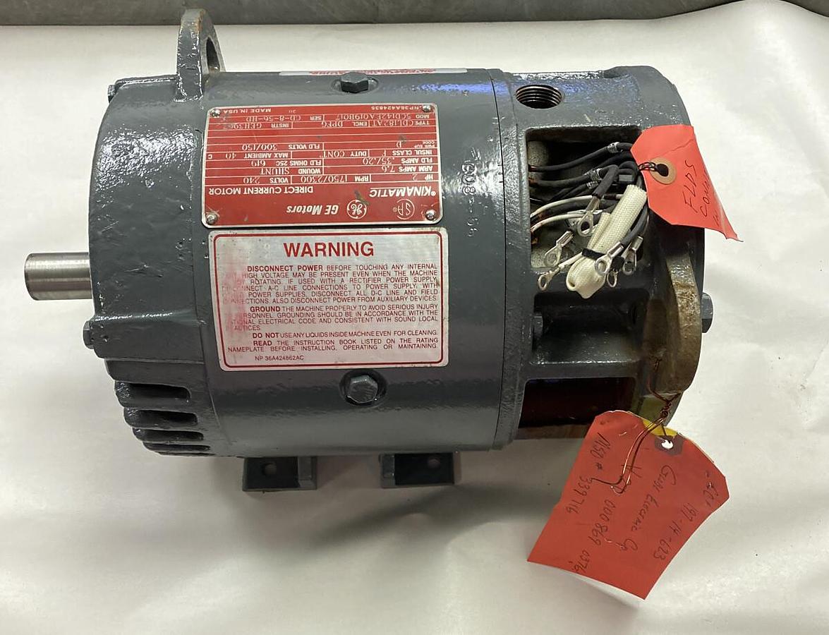 Used General Electric,5CD142EA019B017,DC Motor 2HP 1750 240VDC Frame CDL182AT