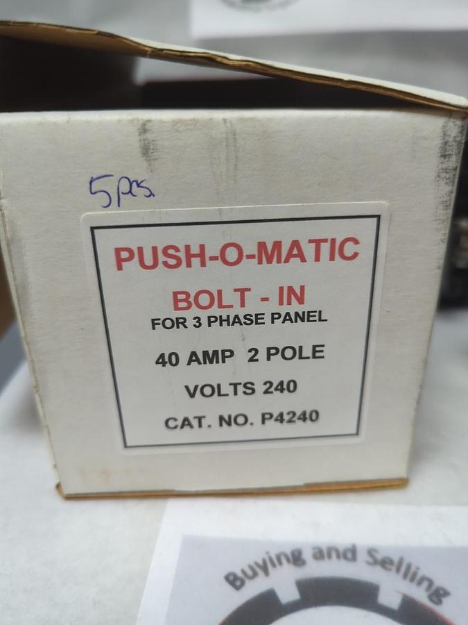 Used ARROW HART,P4240,PUSH-O-MATIC CIRCUIT BREAKER 40 AMP 2-POLE LOT OF 5 PRE-OWNED