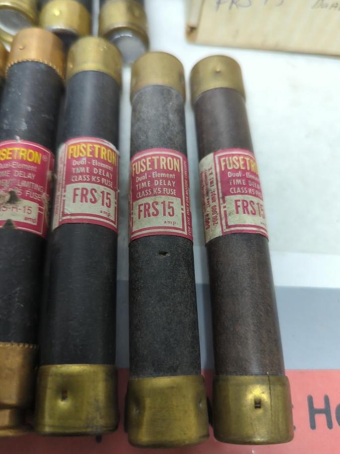 Used COOPER BUSSMANN,FRS-15,FUSETRON 15 AMP FUSE LOT OF 13 PRE-OWNED