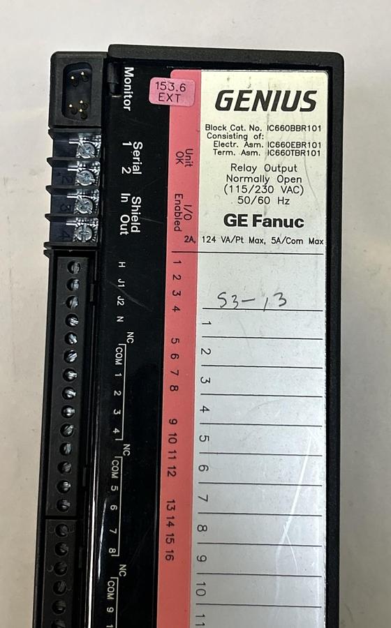 Used GE FANUC,IC660BBR101,RELAY OUTPUT GENIUS MODULE