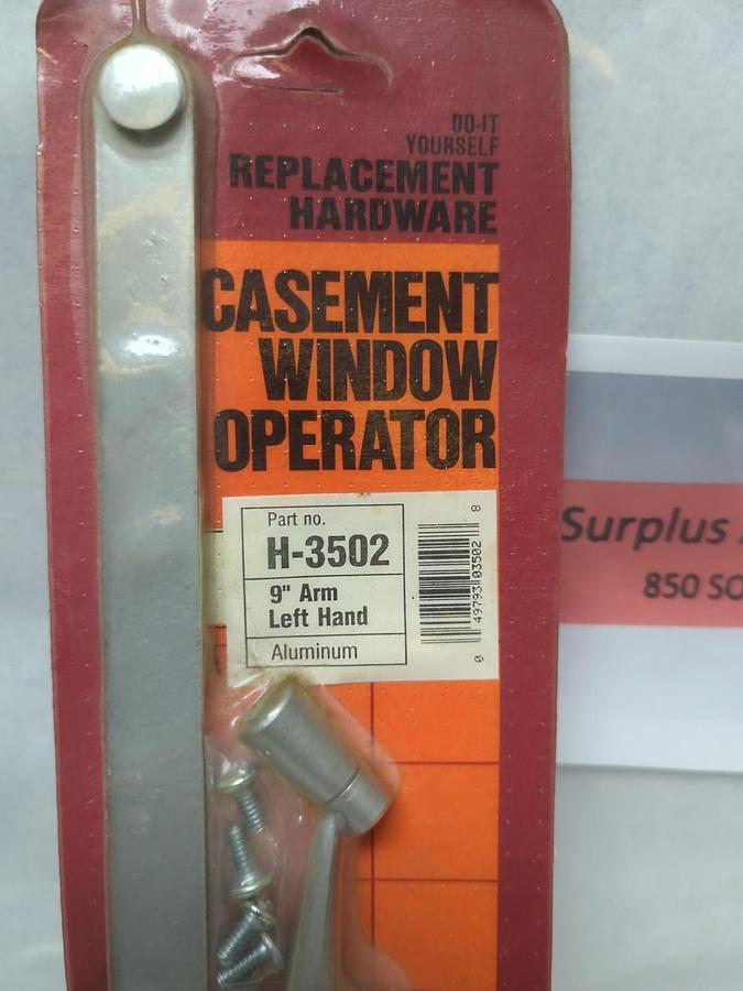 PRIMELINE PARTS CO.,H-3502,CASEMENT WINDOW OPERATOR 9 IN ARM L. HAND NOS