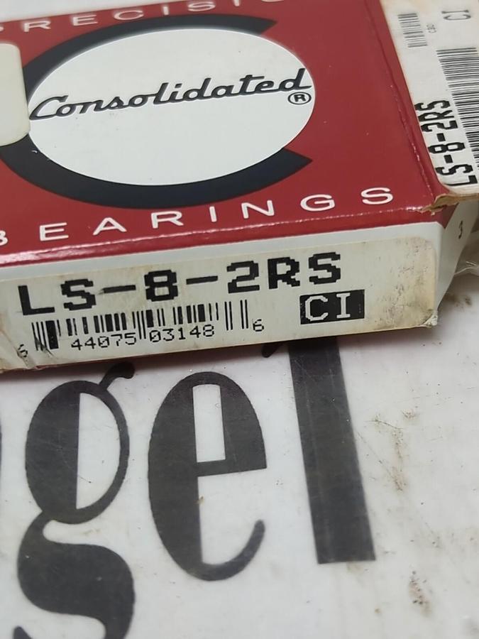 CONSOLIDATED,LS-8-2RS BEARING,2-RUBBER SEALS 3/4 IN X 1-7/8 IN X 9/16 IN NOS