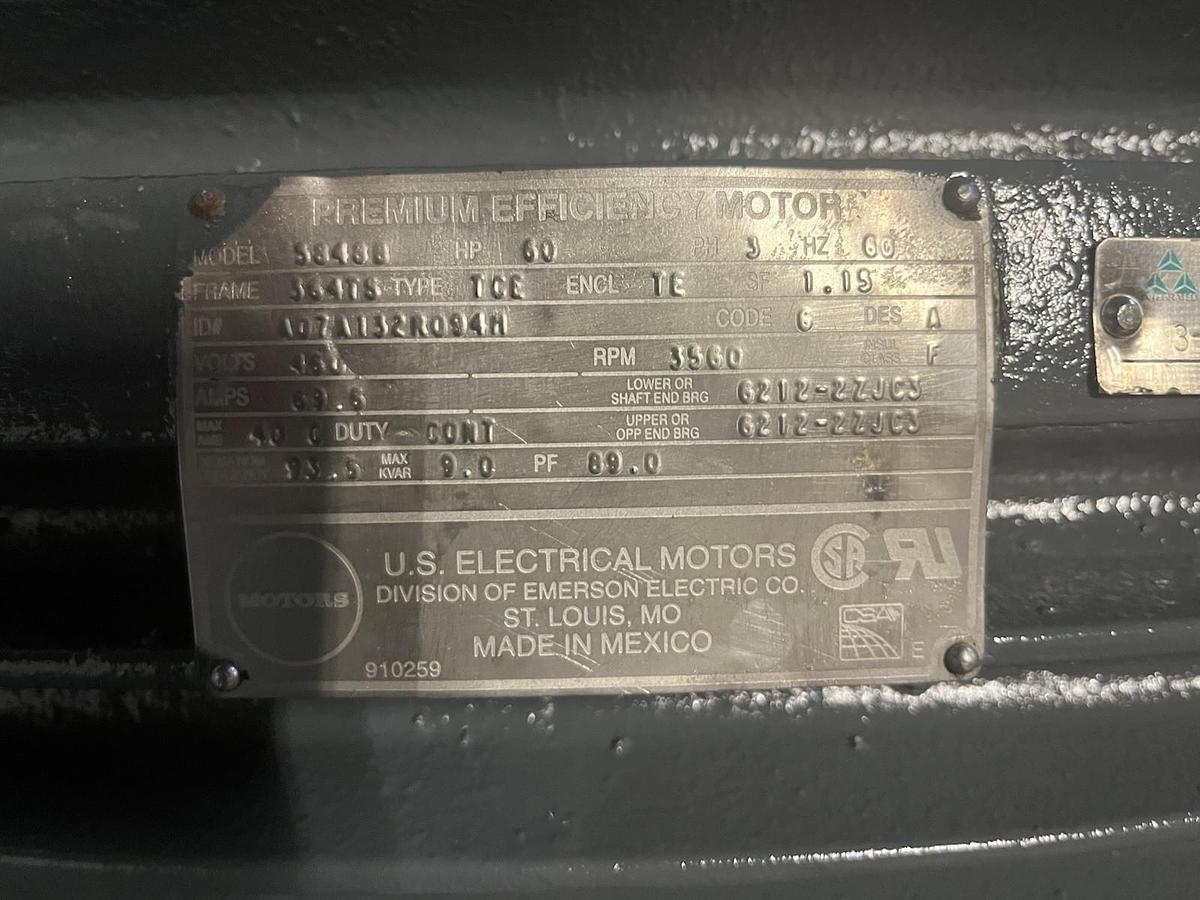 Used US MOTORS,58488,TCE ELECTRIC MOTOR 60HP 3560RPM 364TS 3PH 460V