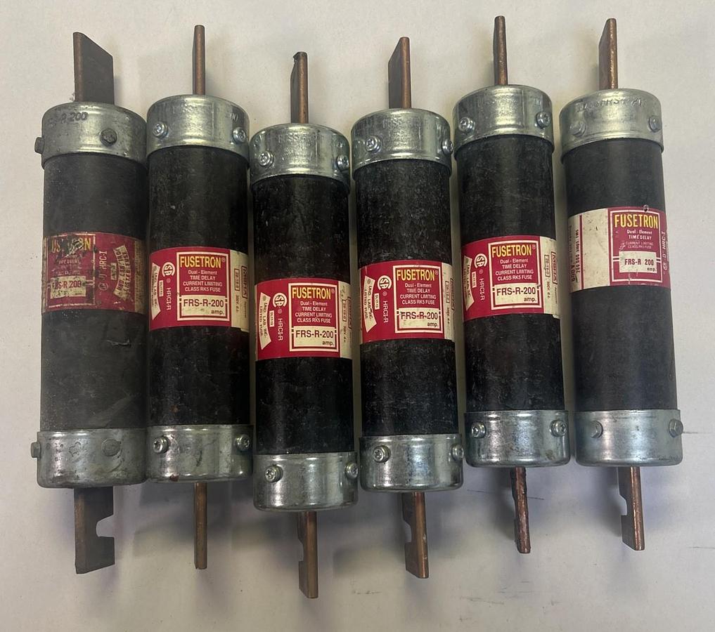 Used BUSSMANN,FRS-R-200,FUSETRON FUSE 200A 600V LOT OF 6