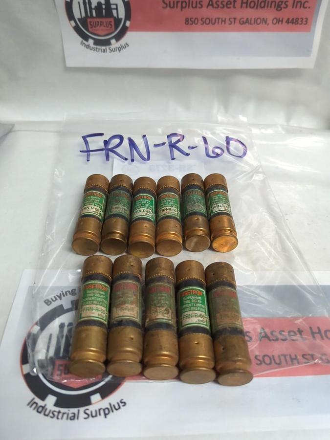 Used COOPER BUSSMANN,FRN-R-60,FUSETRON 60 AMP FUSE LOT OF 11 PRE-OWNED
