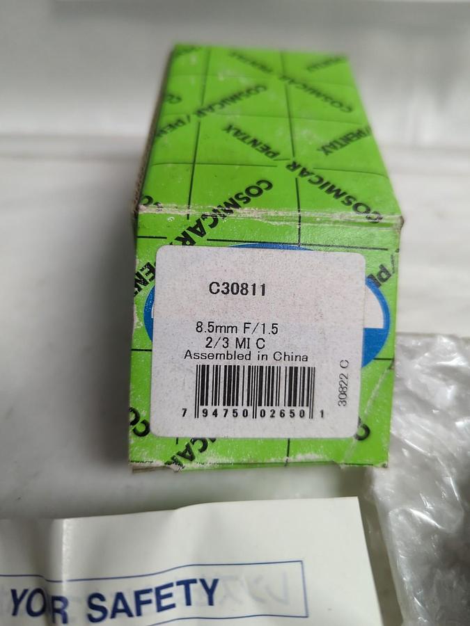 COSMICAR PENTAX,C30811,LENS 8.5MM F/1.5 2/3MI C NOS