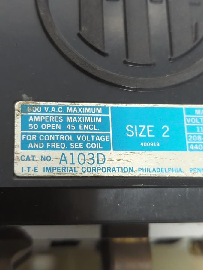 Used ITE,A103D,MOTOR STARTER SIZE 2 PRE-OWNED