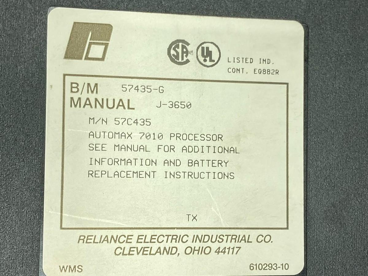 Used Reliance Electric,57435-G,Automax 7010 Processor J-3650