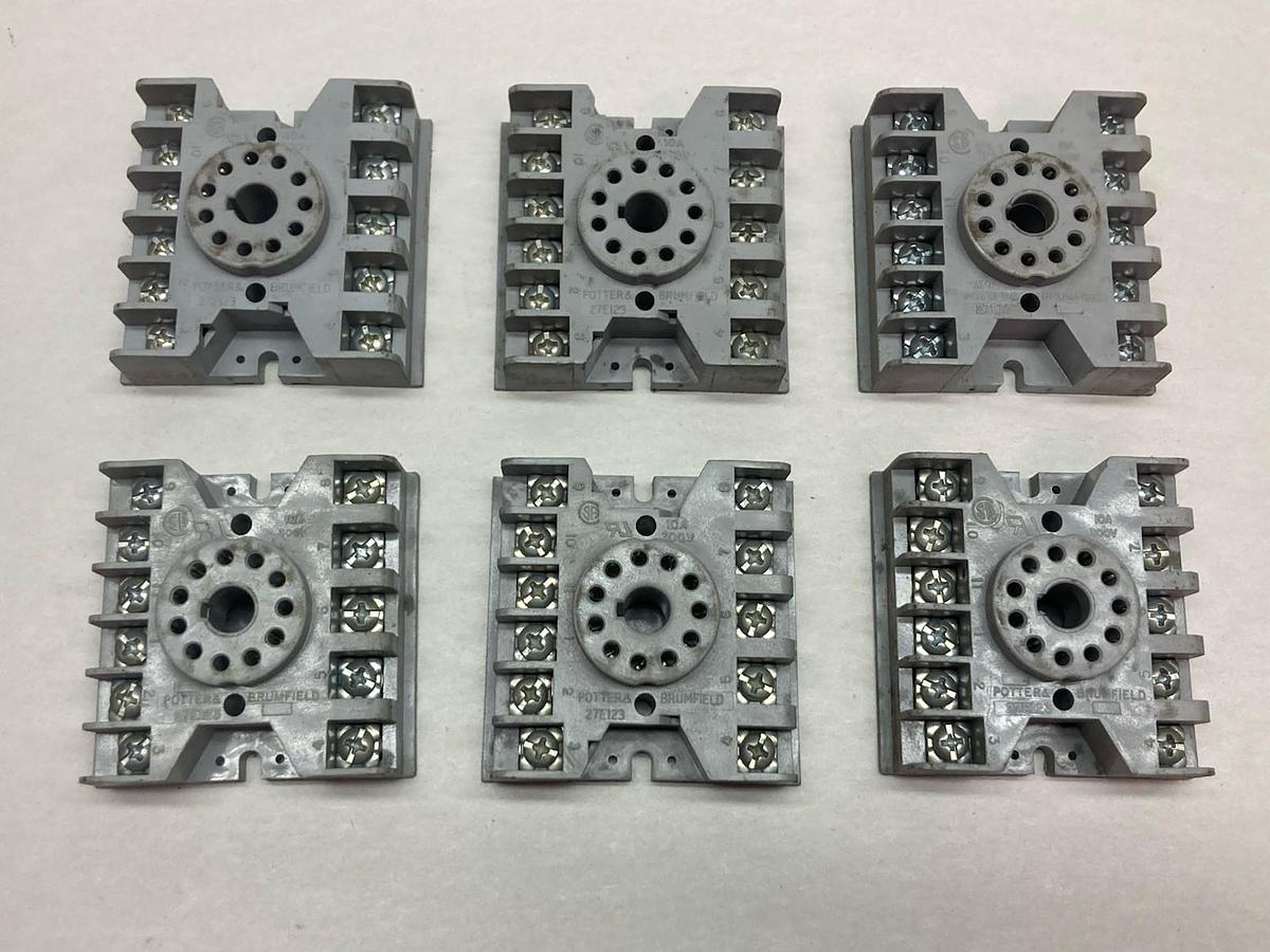 Used Potter & Brumfield,27E123,Relay Socket 11 Pin Round LOT OF 6