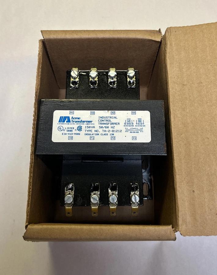 ACME TRANSFORMER,TA-2-81212,CONTROL TRANSFORMER 150VA 240X480V PRI 120V SEC NOS