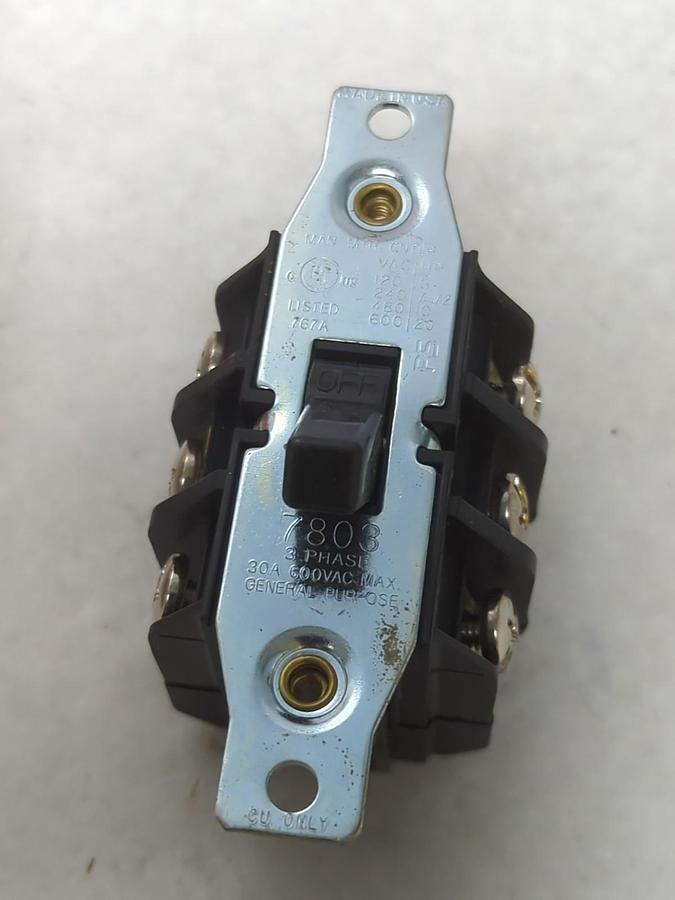 PASS & SEYMOUR,7803,MANUAL MOTOR CONTROLLER 3-POLE 3-PHASE 30A 600VAC 20HP NOS