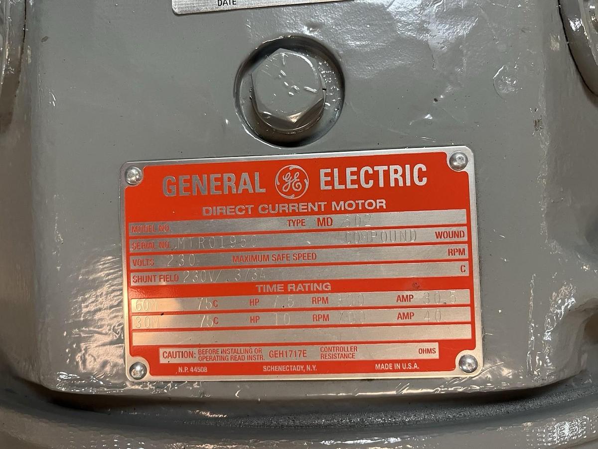 Used GE,MD-602,COMPOUND WOUND DC MOTOR 7.5/10 HP 600/700 RPM 230VDC