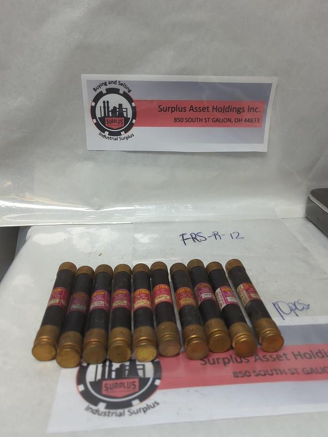 Used COOPER BUSSMANN,FRS-R-12,FUSETRON 12 AMP FUSE LOT OF 10 PRE-OWNED