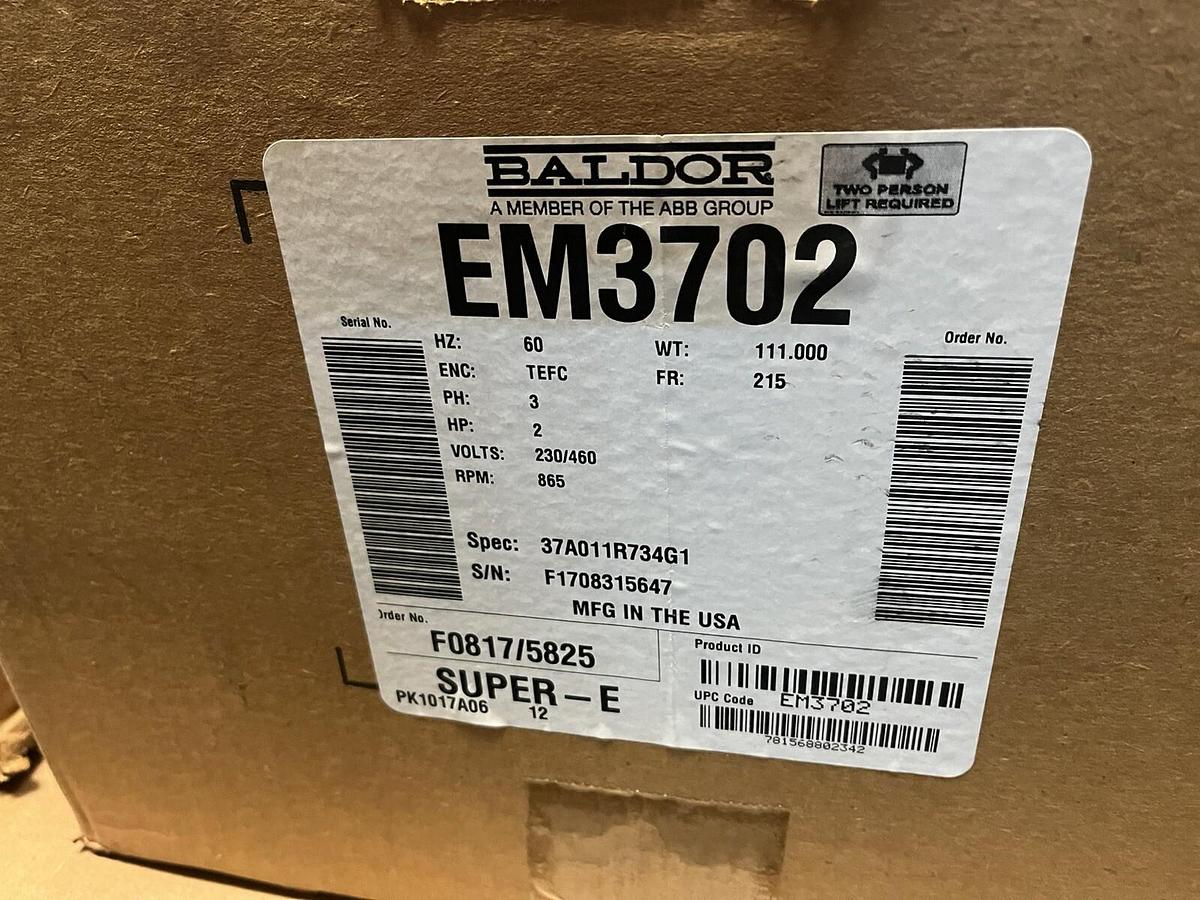 BALDOR,EM3702,ELECTRIC MOTOR 2HP 865RPM 3PH 215