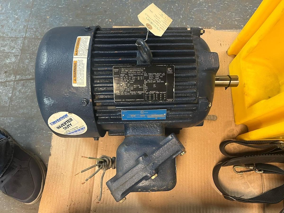 Used MARATHON,FK184TTGS17041AAL,SEVERE DUTY INVERTER MOTOR 1TUK2 5HP 1745RPM 3PH 184T