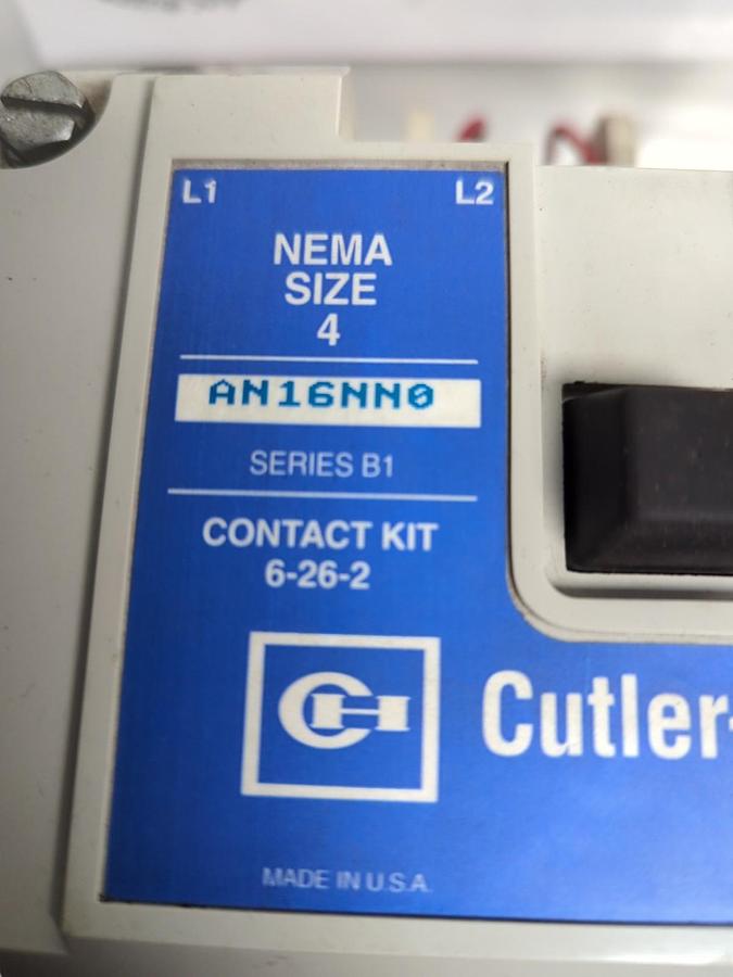 Used CUTLER HAMMER,AN16NN0,MOTOR STARTER SERIES B1 135AMP 600V PRE-OWNED