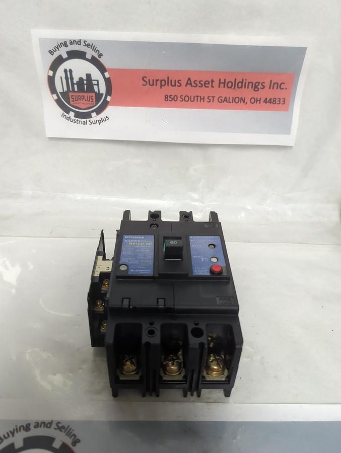 Used MITSUBISHI,NV100-SP,CIRCUIT BREAKER 60 AMP 3-POLE PRE-OWNED