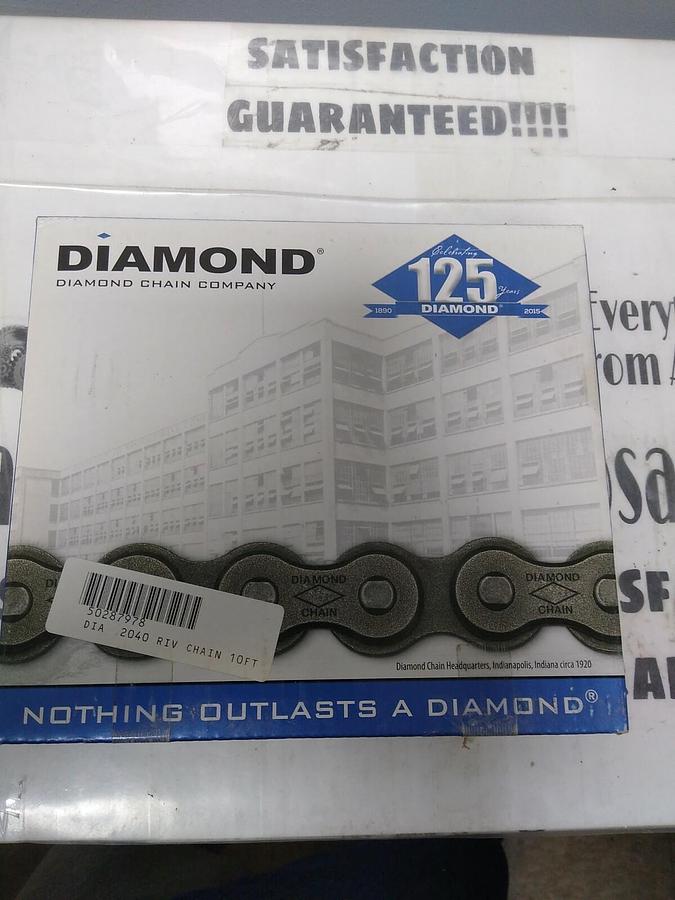 DIAMOND,X-1487066-010 2040,RIVETED CHAIN 1" PITCH .312 DIA. 5/16 IN WIDTH 10 FT