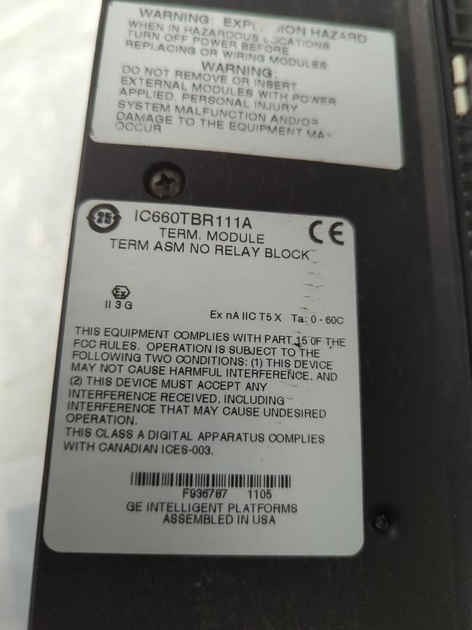 Used GE,1C660TBR111A,TERMINAL MODULE TERM ASM NO RELAY BLOCK PRE-OWNED