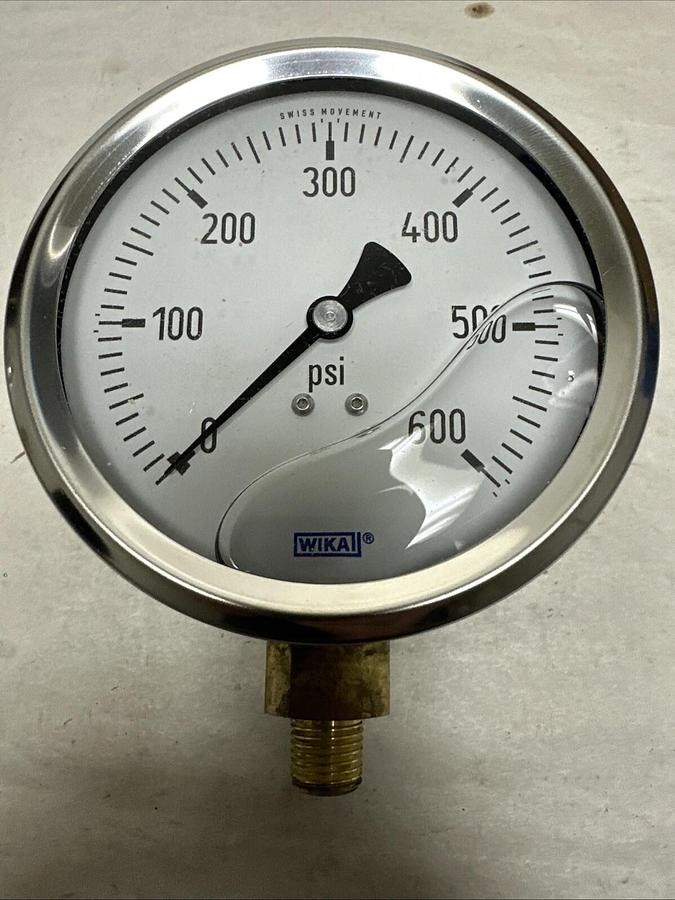 Used Wika,213.53 4",0-600PSI Stainless Steel Gauge