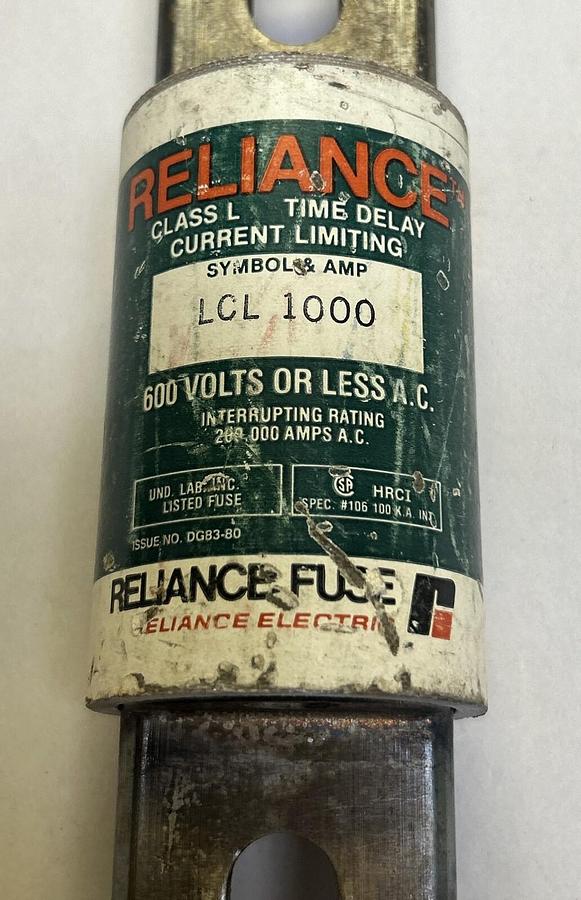 Used RELIANCE,LCL1000,FUSE 1000A 600V