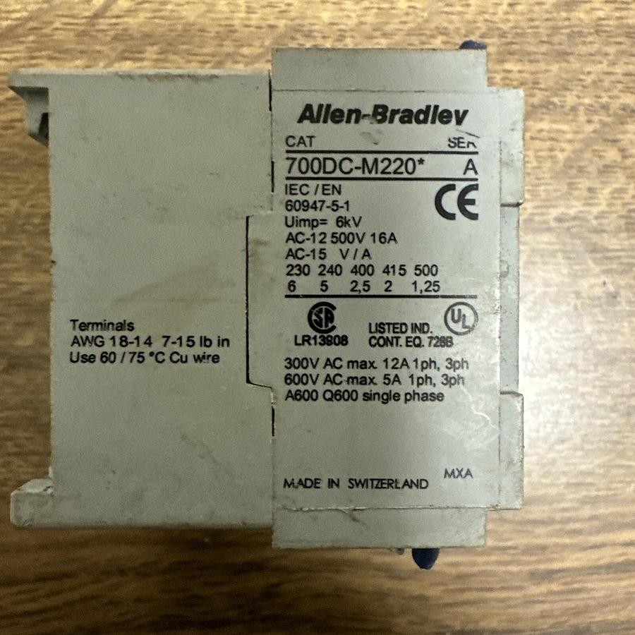 Used Allen Bradley,700DC-M220 A,Control Relay