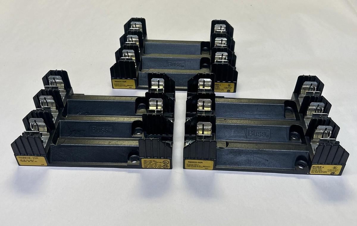 Used BUSSMANN,R60030-3SR,FUSE HOLDER 30A 600V LOT OF 3