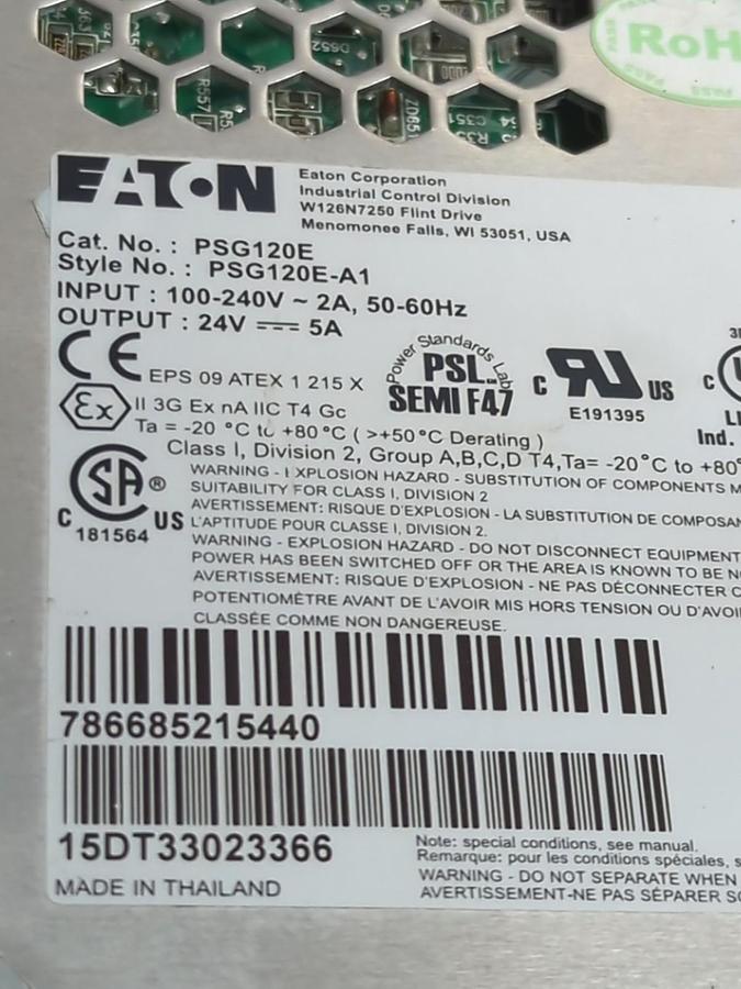 Used EATON,PSG102E,POWER SUPPLY 100-240V 2A 50/60HZ PRE-OWNED