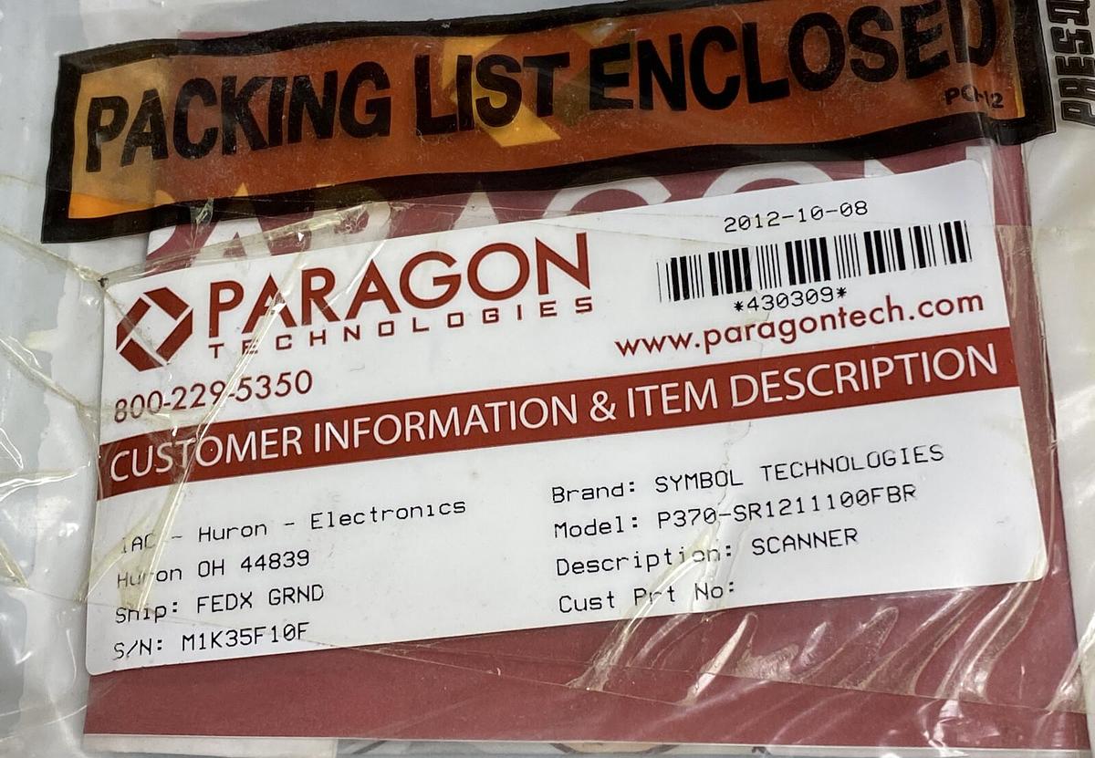 Used Symbol Technologies,P370-SR1211100FBR, Scanner Refurbished
