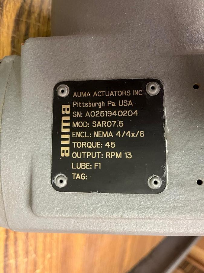 Used AUMA,SARO7.5,SWIVEL ACTUATOR DRIVE 45 TORQ 13 RPM w VDR63-4/45 Motor