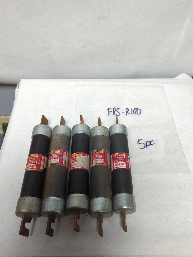 Used COOPER BUSSMANN,FRS-100,FUSETRON 100 AMP FUSE LOT OF 5 PRE-OWNED