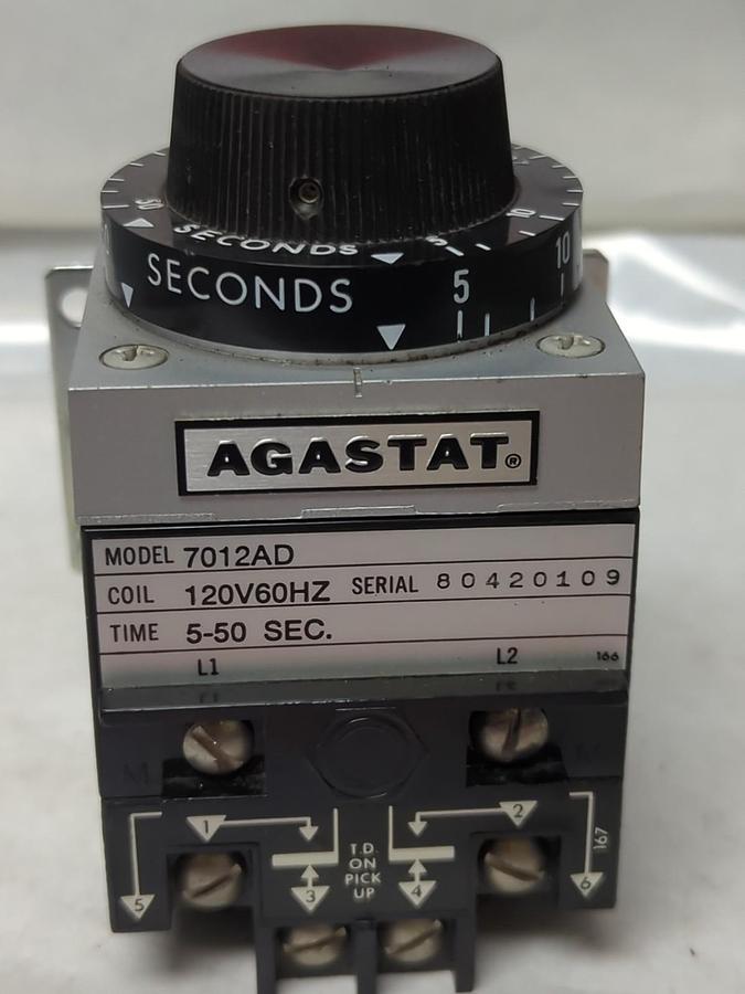 Used AGASTAT,7012AD,TIME DELAY RELAY 15-50 SECONDS 120V 60HZ PRE-OWNED