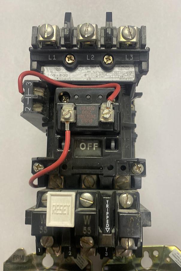 Used ALLEN BRADLEY,509-BOD,SER B SIZE 1 NON-REVERSING STARTER27A 600V LOT OF 3