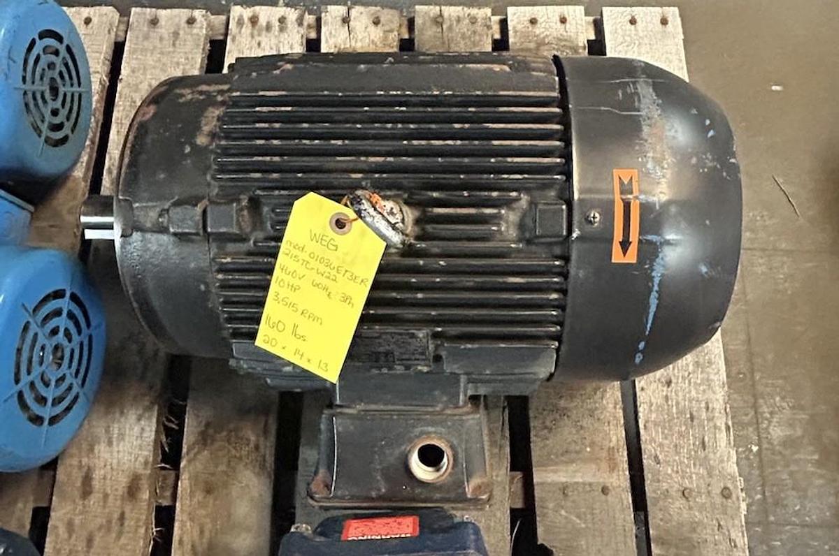 Used WEG,01036ET3ER215TC-W22,SEVERE DUTY MOTOR 10HP 230/460V 3515RPM 3PH 215TC FRAME