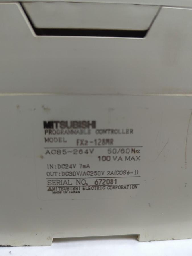Used MITSUBISHI,FX2-128MR,PROGRAMMABLE CONTROLLER AC85-264V 50/60HC PRE-OWNED