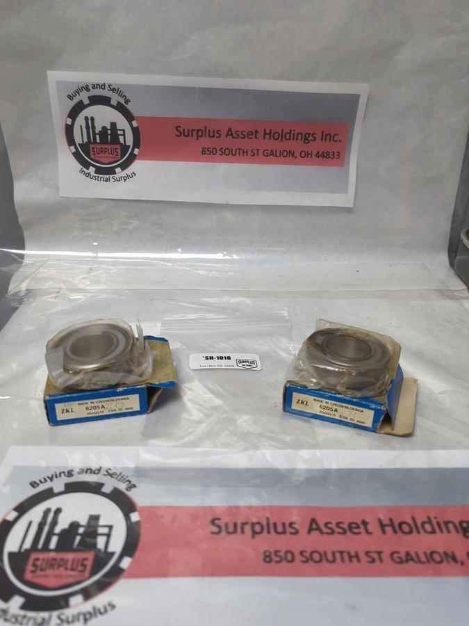 ZKL,6205A 2ZC3,DEEP GROOVE BALL BEARING LOT OF 2 NOS