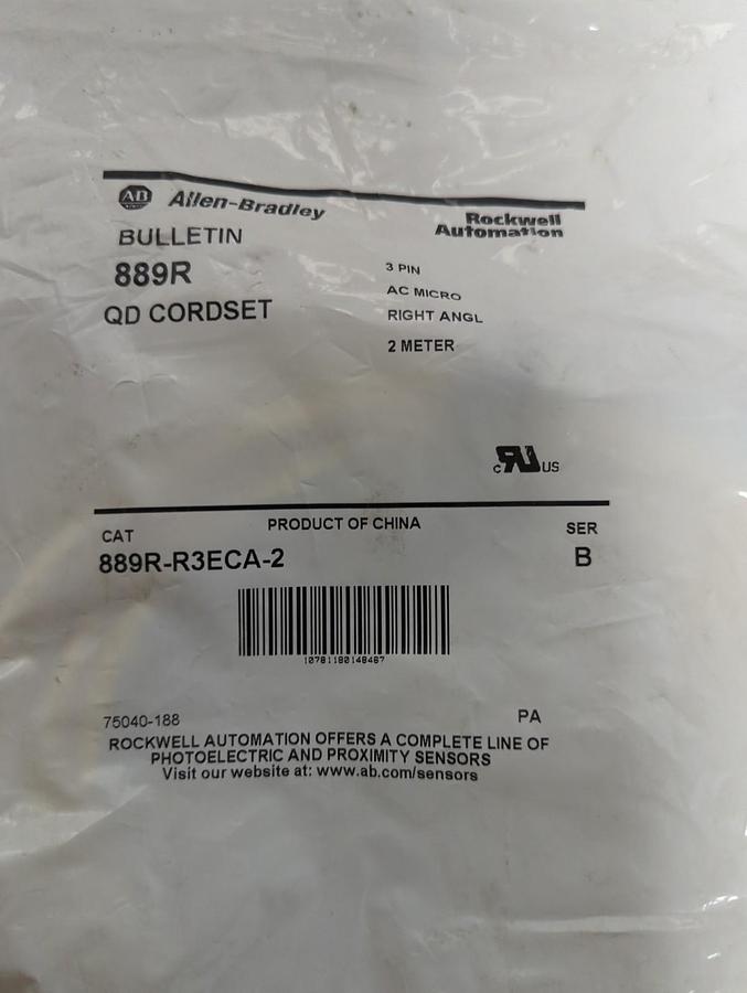 ALLEN BRADLEY,889R-R3ECA-2,QD CORDSET SERIES B 3-PIN NOS