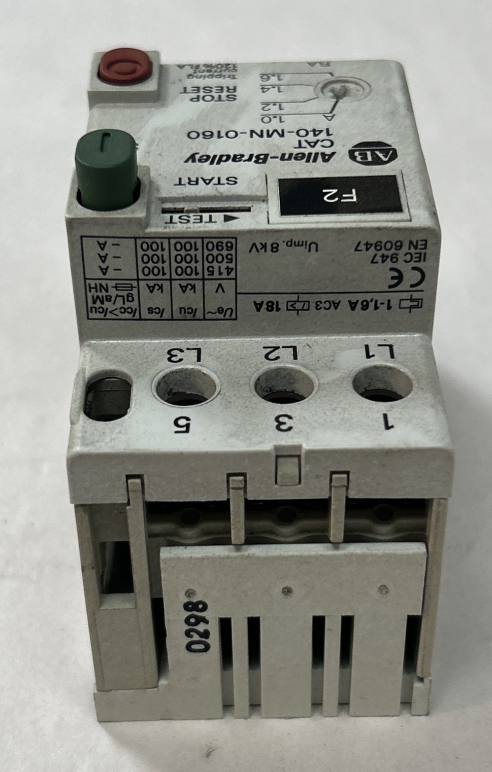 Used ALLEN BRADLEY,140-MN-0160,MANUAL MOTOR STARTER 1.0-1.6A