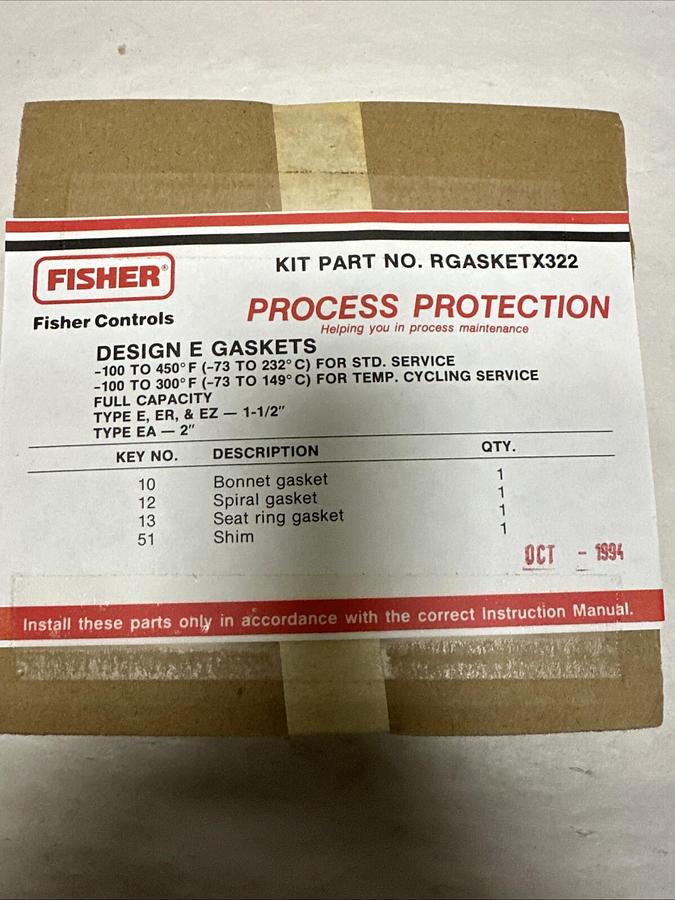 Used Fisher,RgasketX322,Design E Gaskets